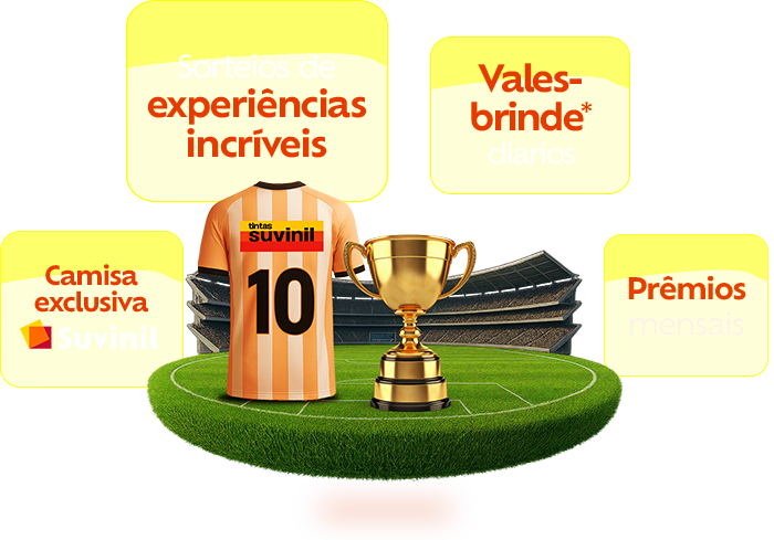 Concorra a camiseta exclusiva Suvinil, sorteios de experiências incríveis, vales-brinde diários e prêmios semanais